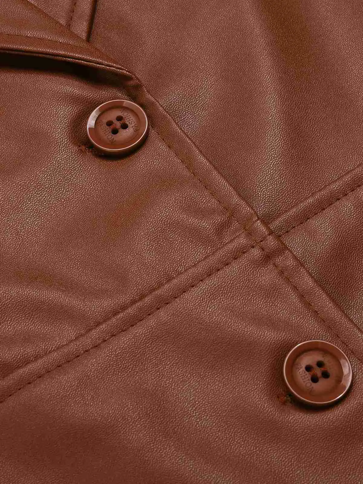 1940s Notched Collar Button Leather Coat