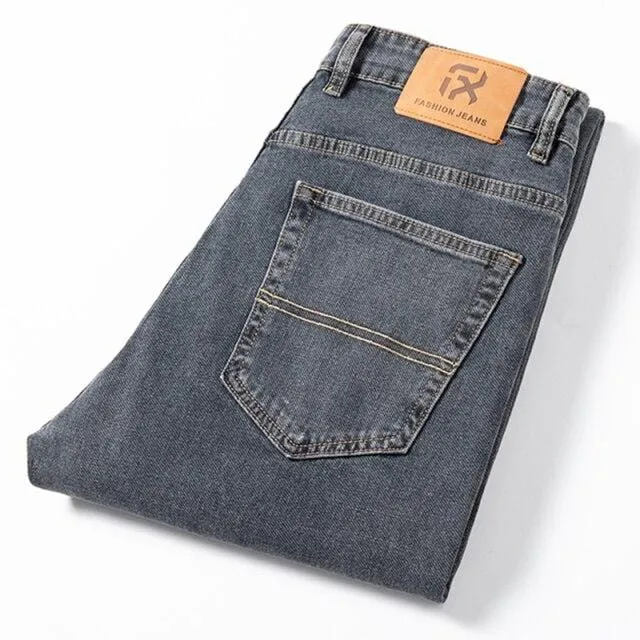 2021 Autumn And Winter New Men'S Loose Jeans Classic Fashion All-Match Street Wear Casual Denim Trousers Male Brand Thick Pants