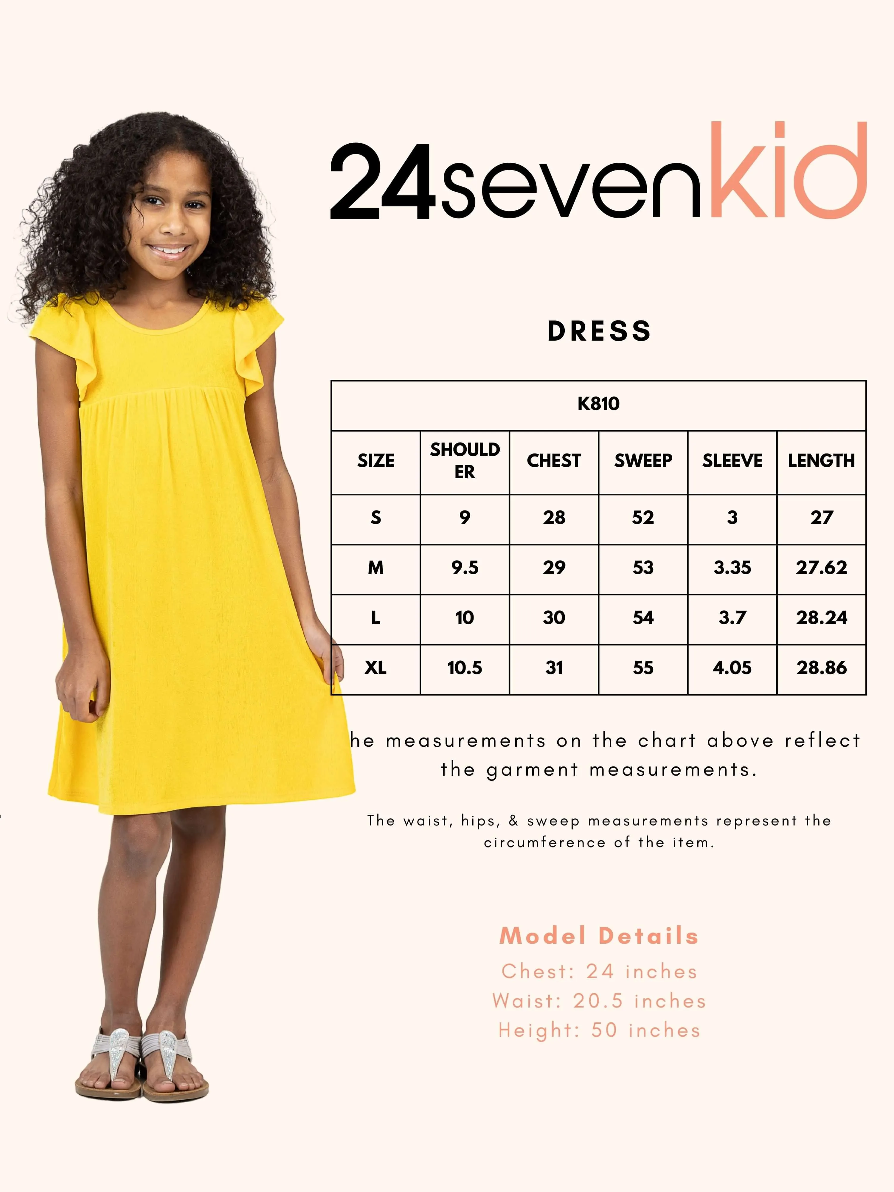 24sevenkid Girls Ruffle Cap Sleeve Knee Length Babydoll Dress