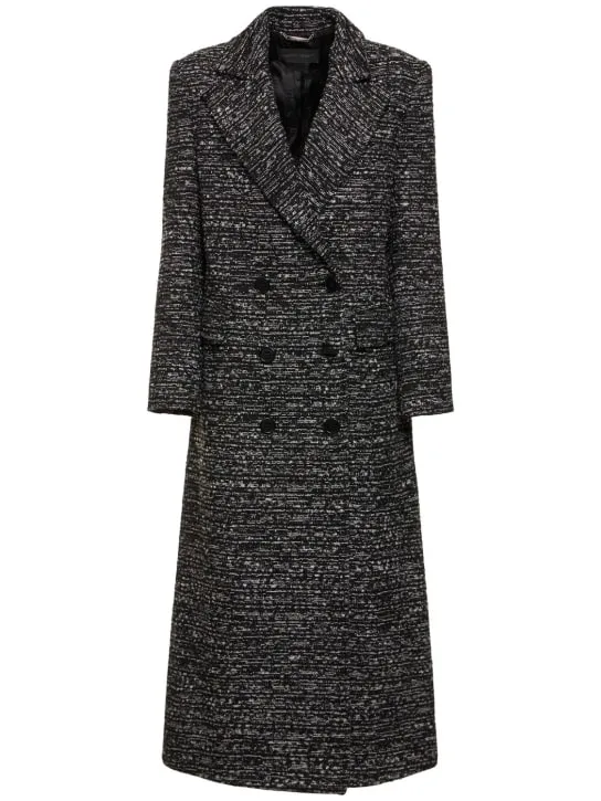 Alberta Ferretti   Double breasted wool tweed long coat 