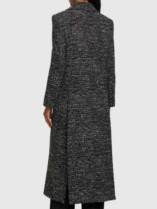 Alberta Ferretti   Double breasted wool tweed long coat 