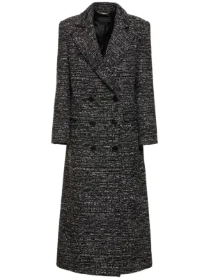 Alberta Ferretti   Double breasted wool tweed long coat 