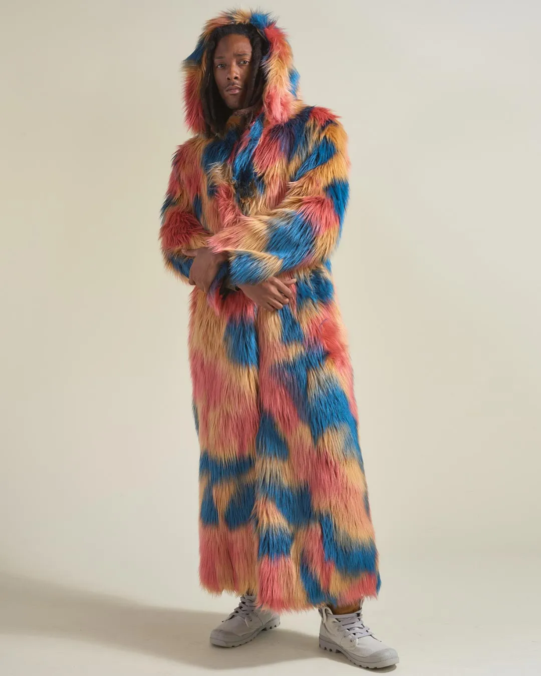 American Swallow Hooded Faux Fur Long Coat | Men's