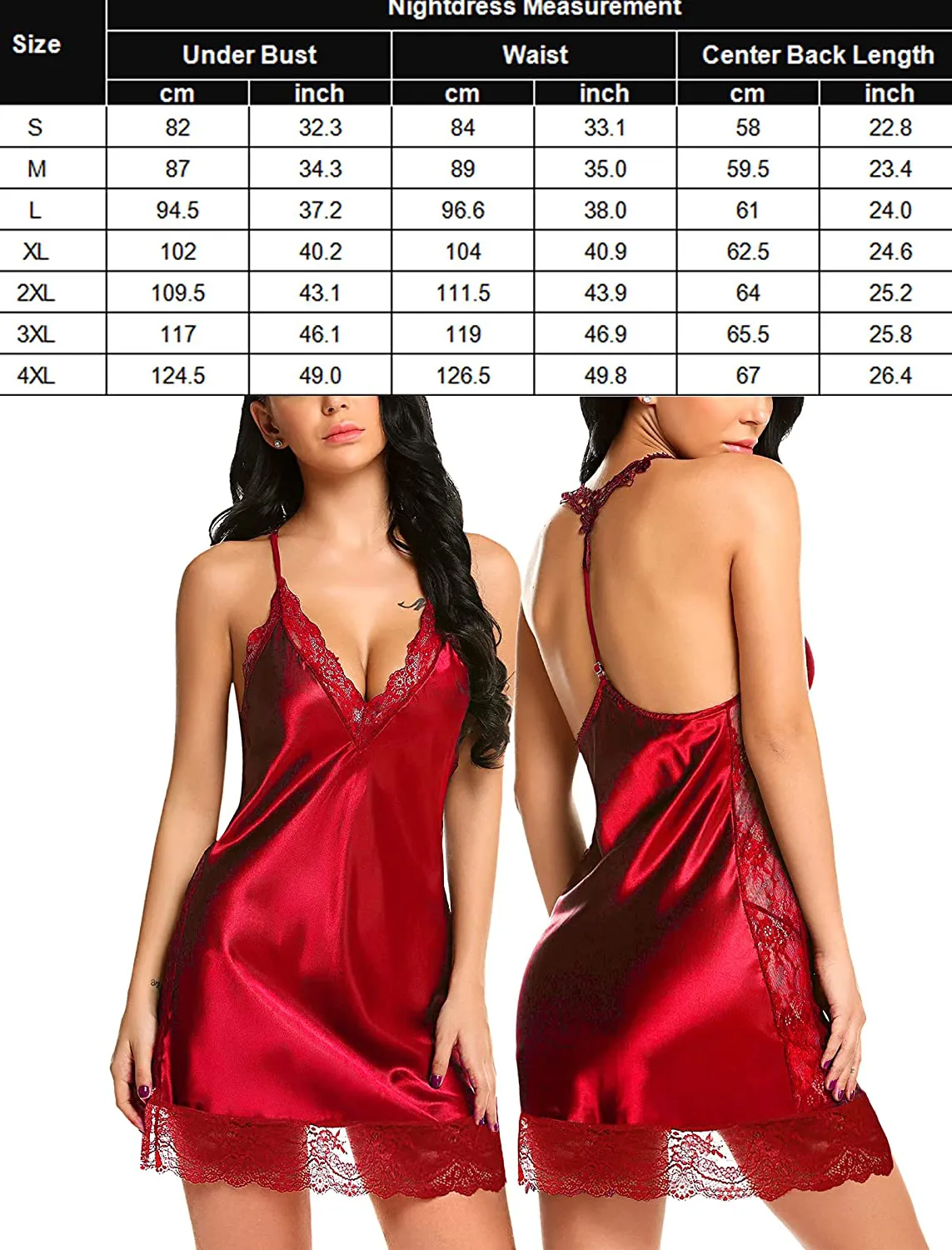 Avidlove Women Lingerie Satin Lace Chemise Nightgown Sexy Full Slips Sleepwear