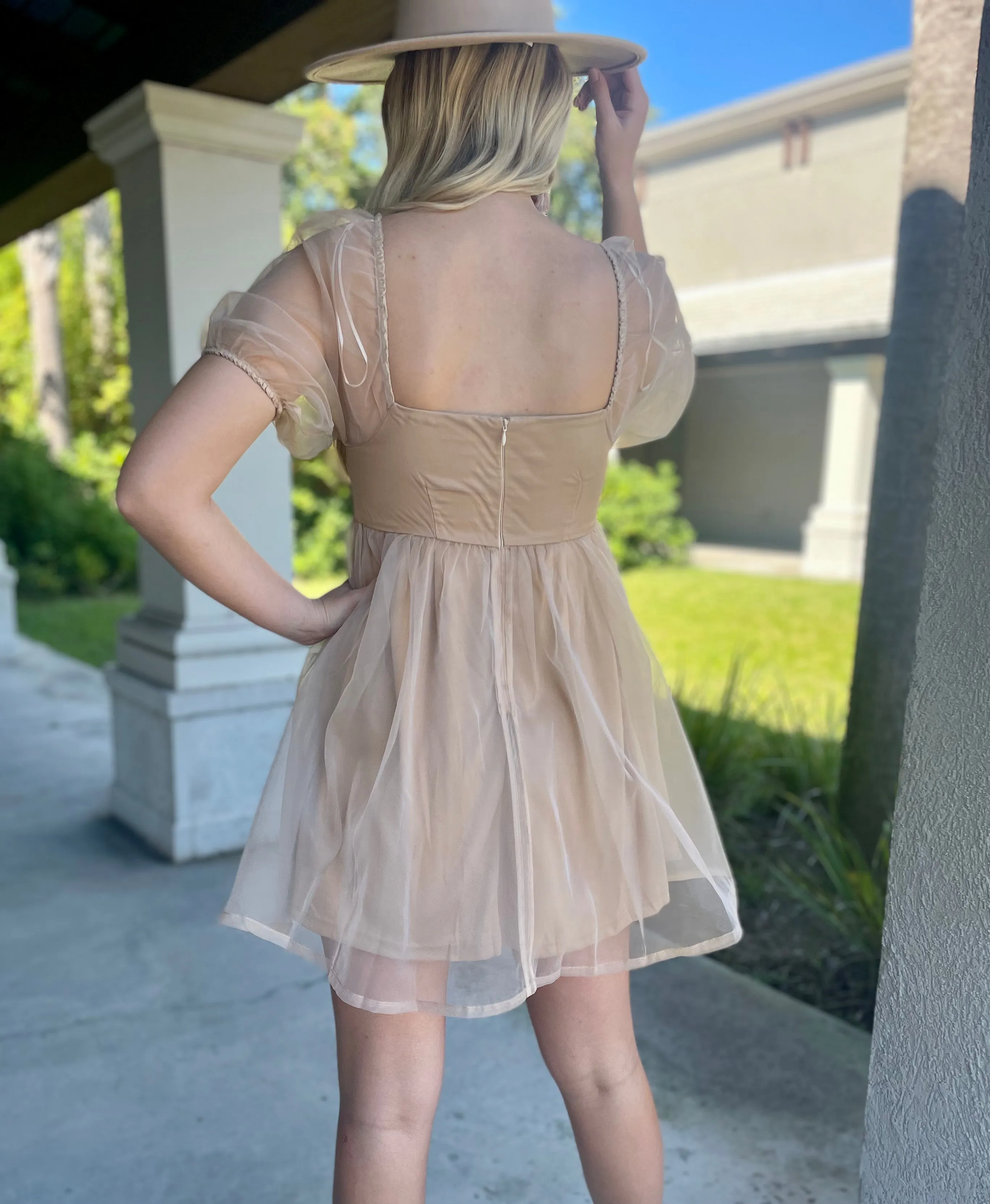 Beige Babydoll Dress