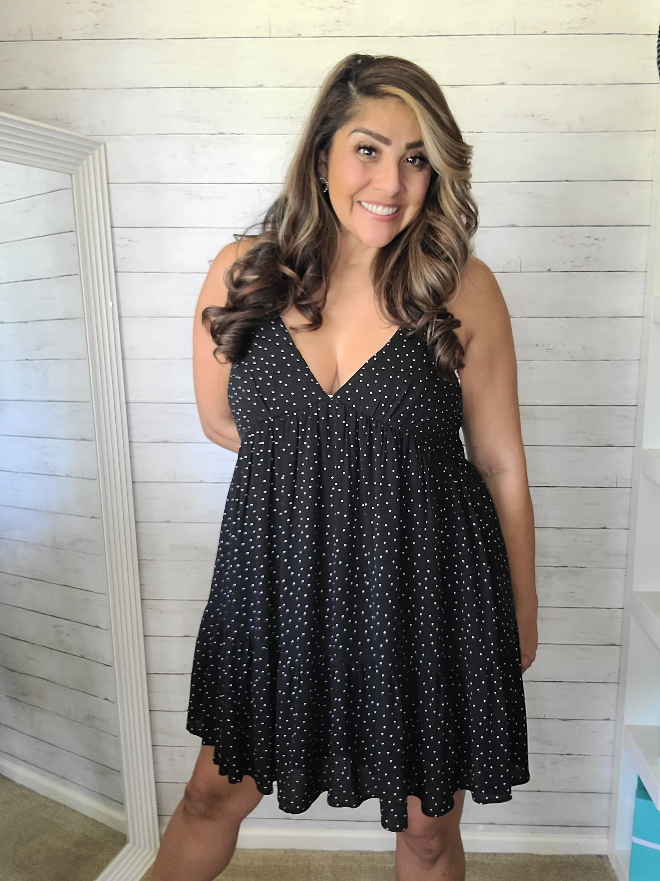 Black & White Polka-dot Cami Dress