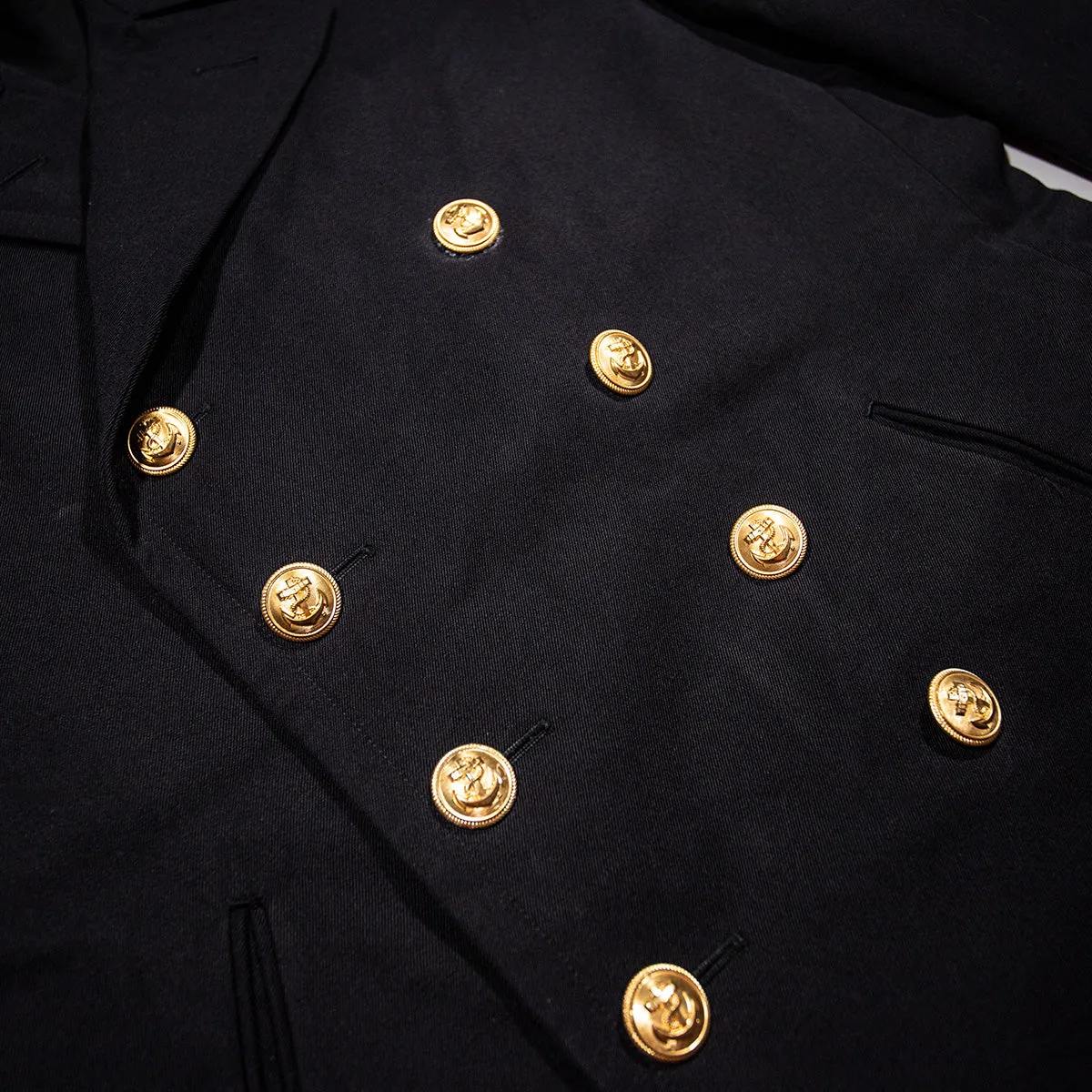 Black Gabardine Navy Peacoat