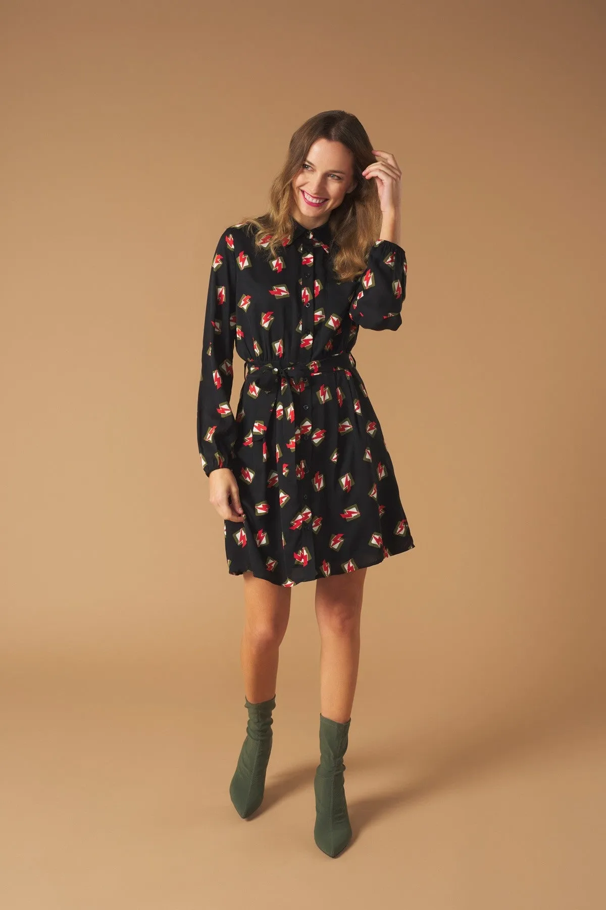 BOLT SHIRT DRESS (BLACK)