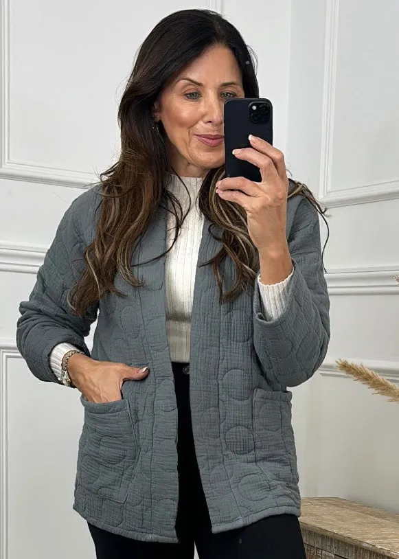 Bruna Grey Quilted Jacket