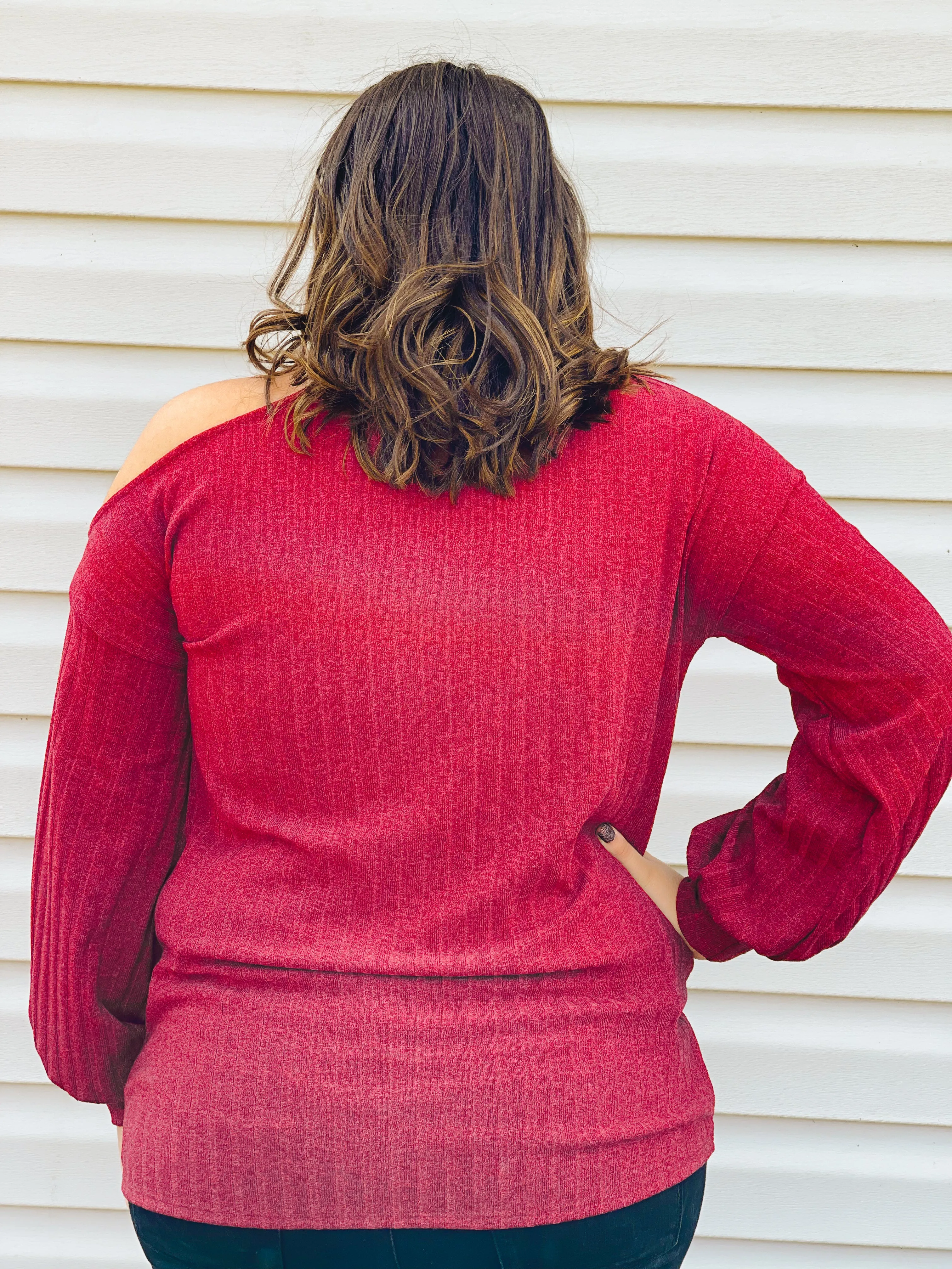 Candy Apple Open One-Shoulder Turtleneck