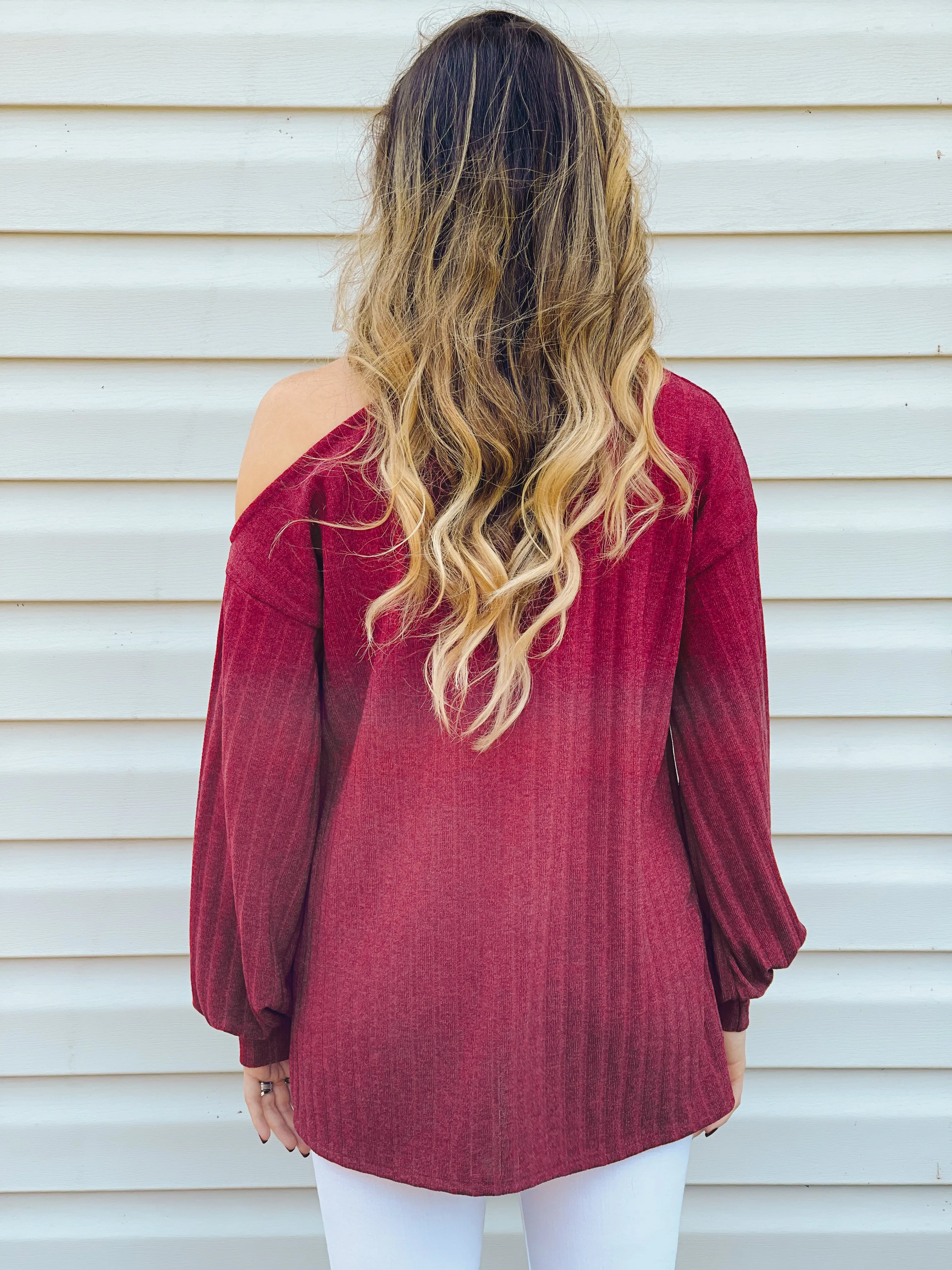 Candy Apple Open One-Shoulder Turtleneck