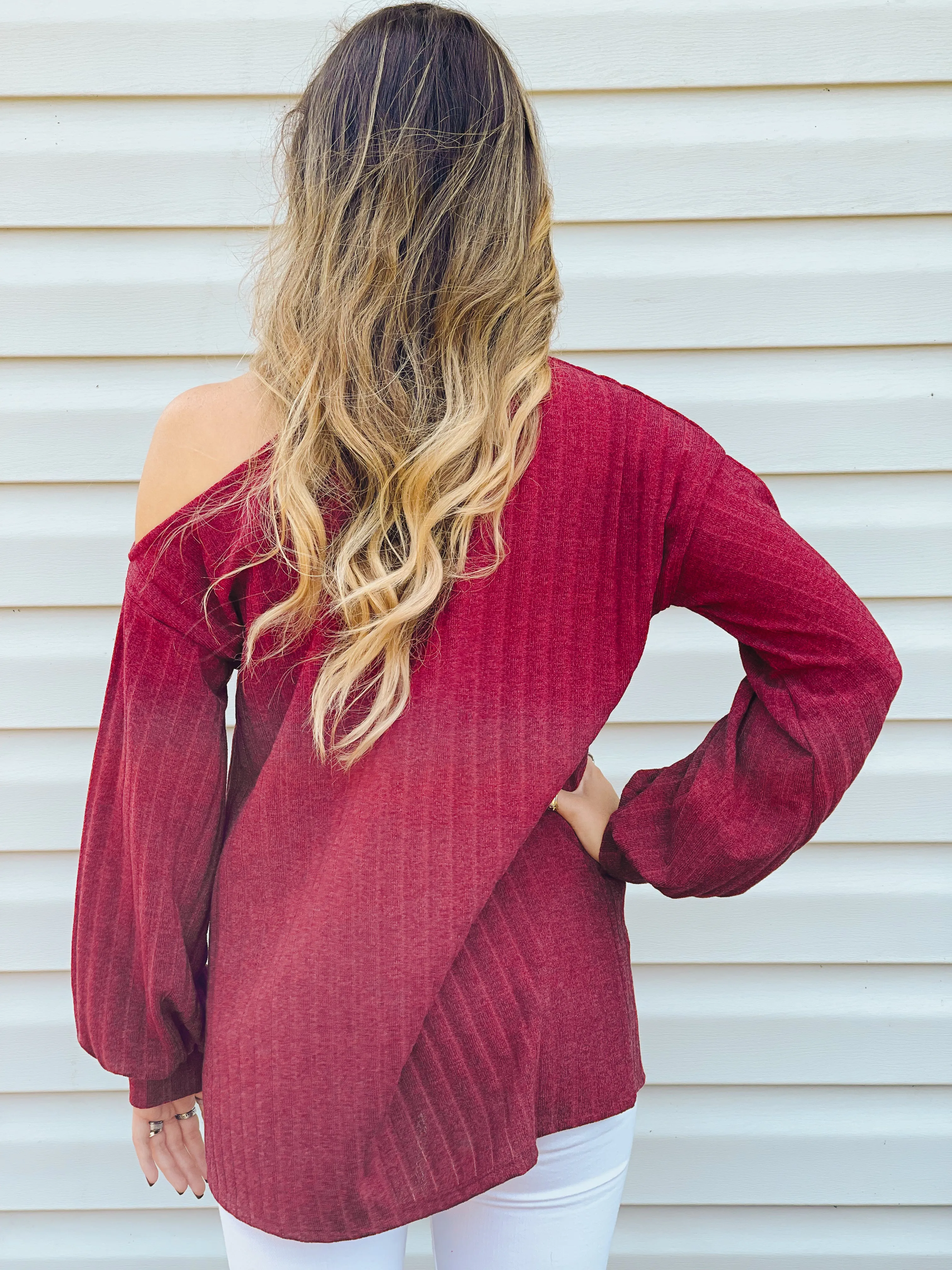 Candy Apple Open One-Shoulder Turtleneck