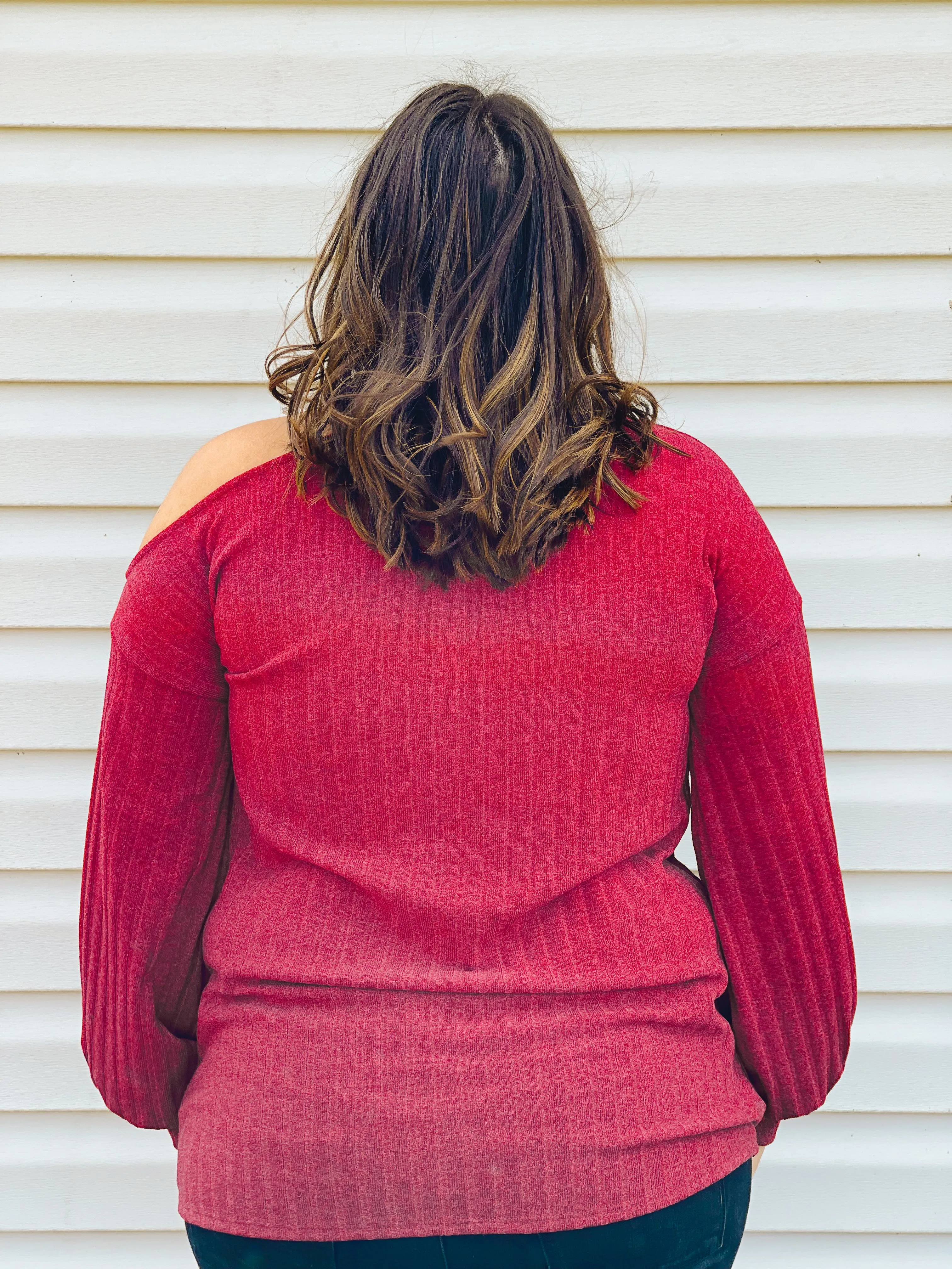 Candy Apple Open One-Shoulder Turtleneck