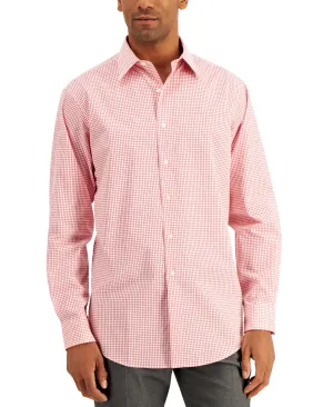 Club Room Men's Regular Fit Check Dress Shirt Red