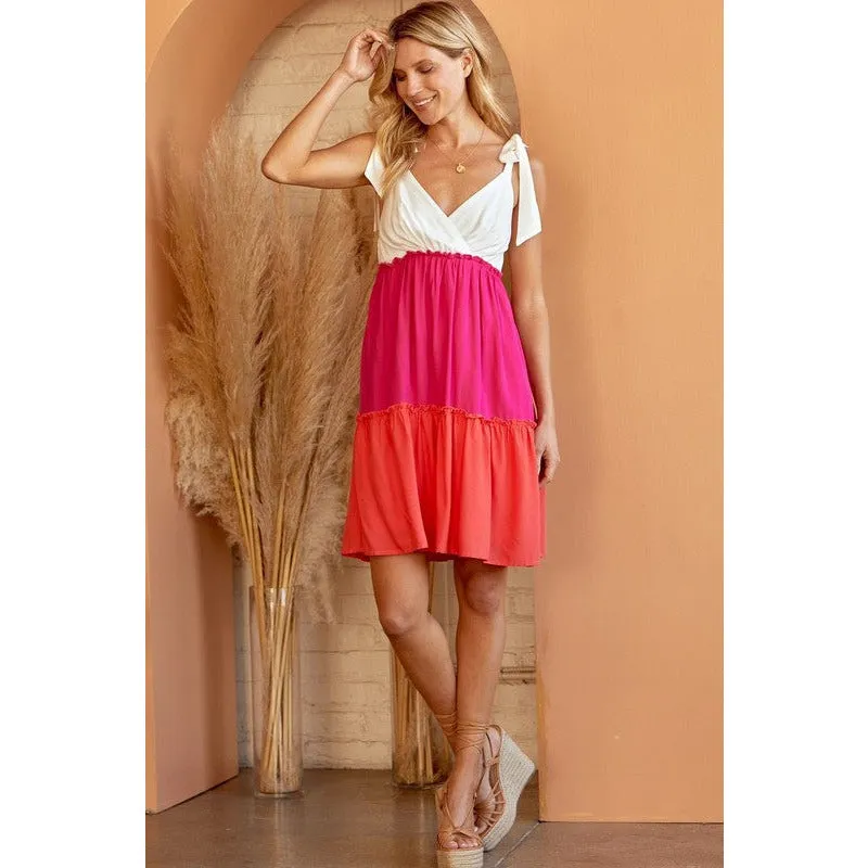 Colorful Color Block Babydoll Dress