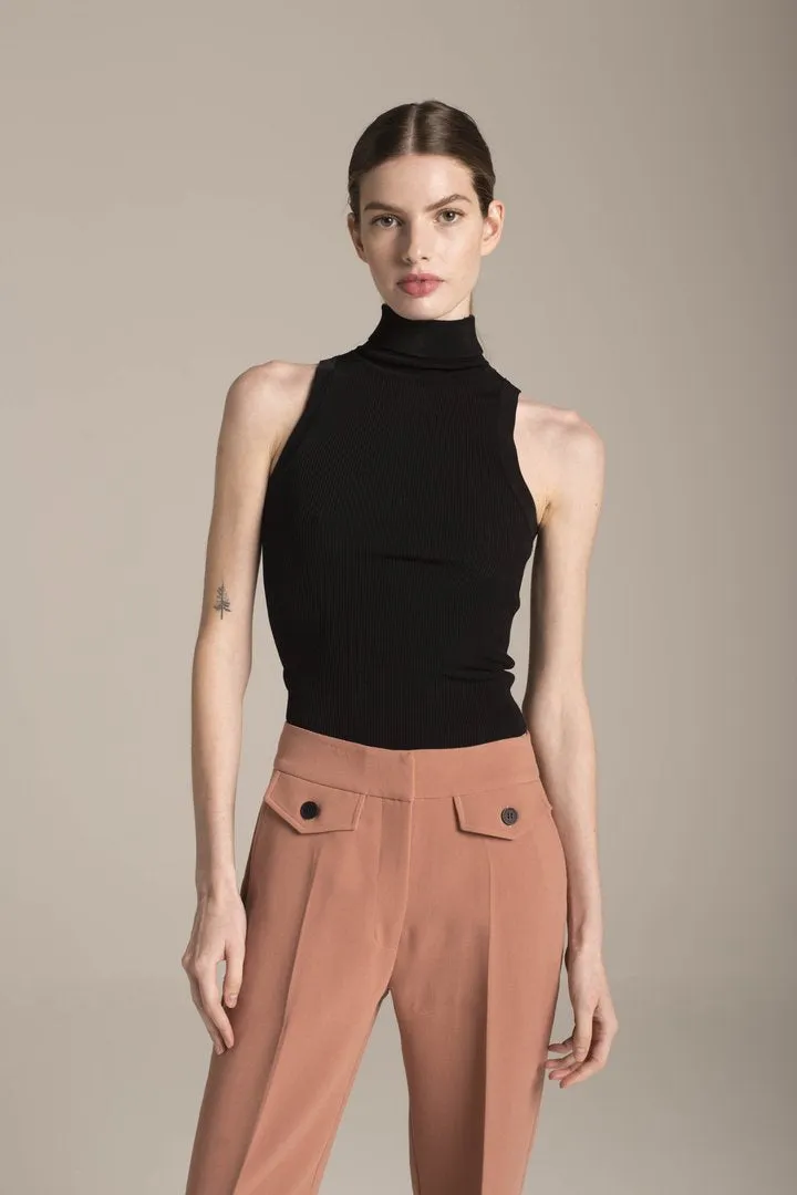 Deluc Ophelia Black Sleeveless Turtleneck Top