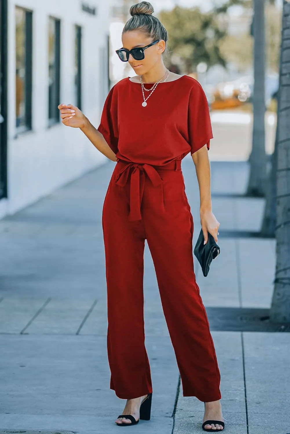 Elegant One Line Collar Chic Jumpsuit