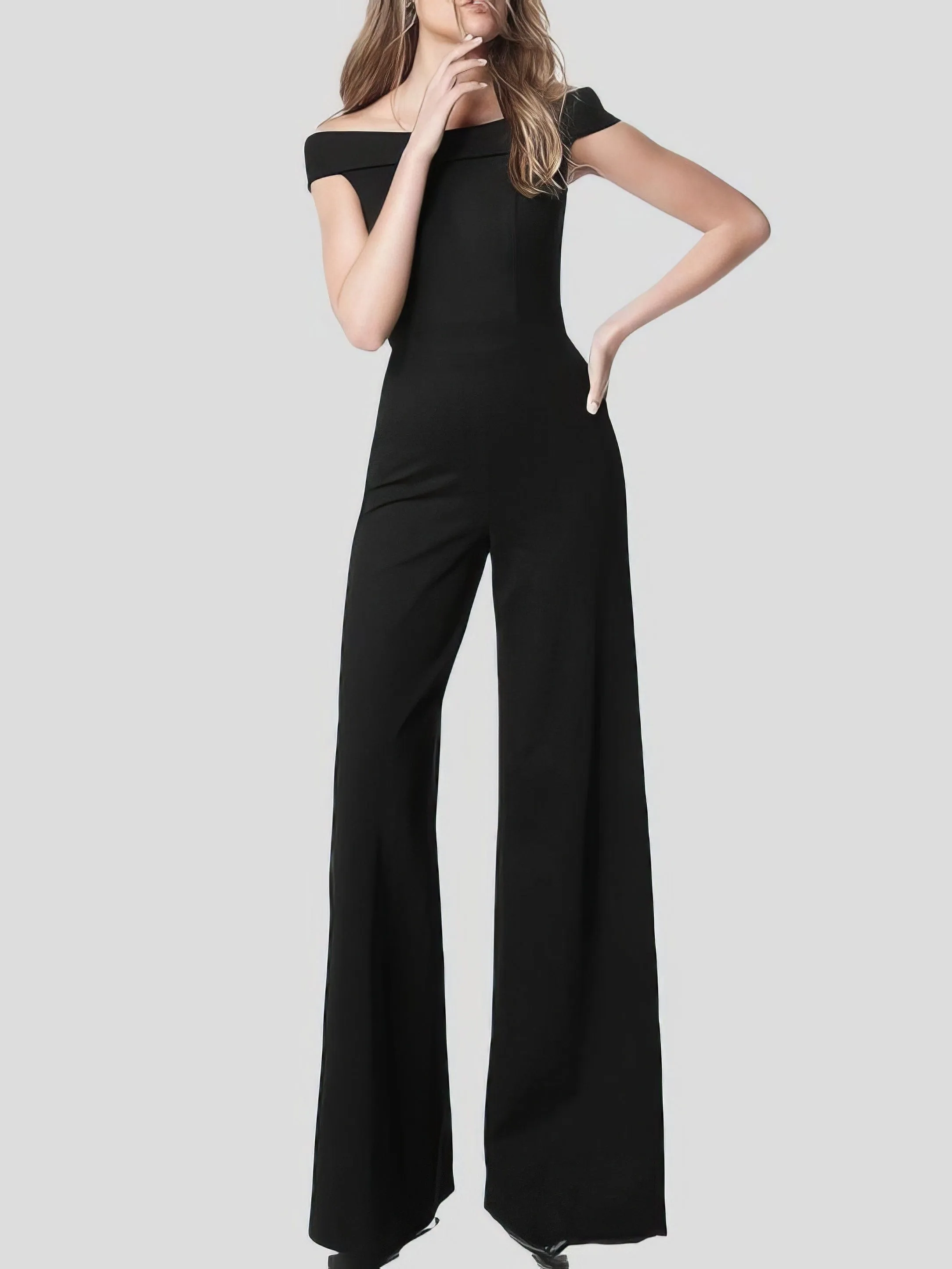 Elegant One Line Collar Chic Jumpsuit