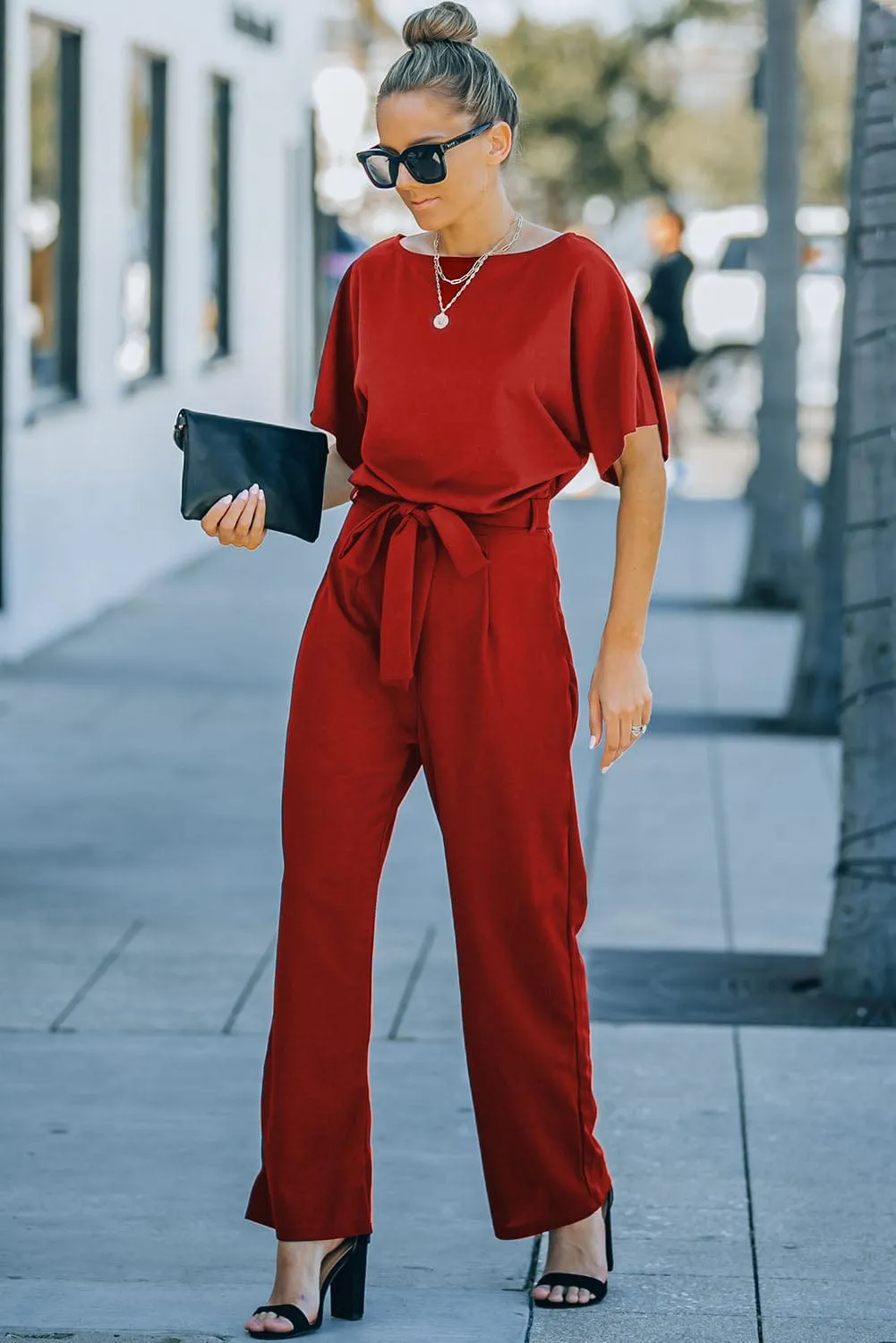 Elegant One Line Collar Chic Jumpsuit