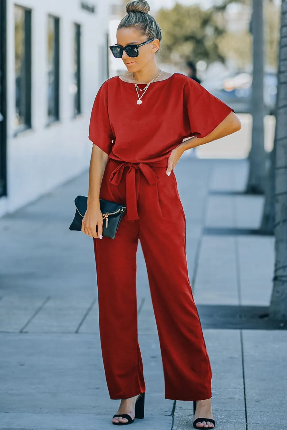 Elegant One Line Collar Chic Jumpsuit