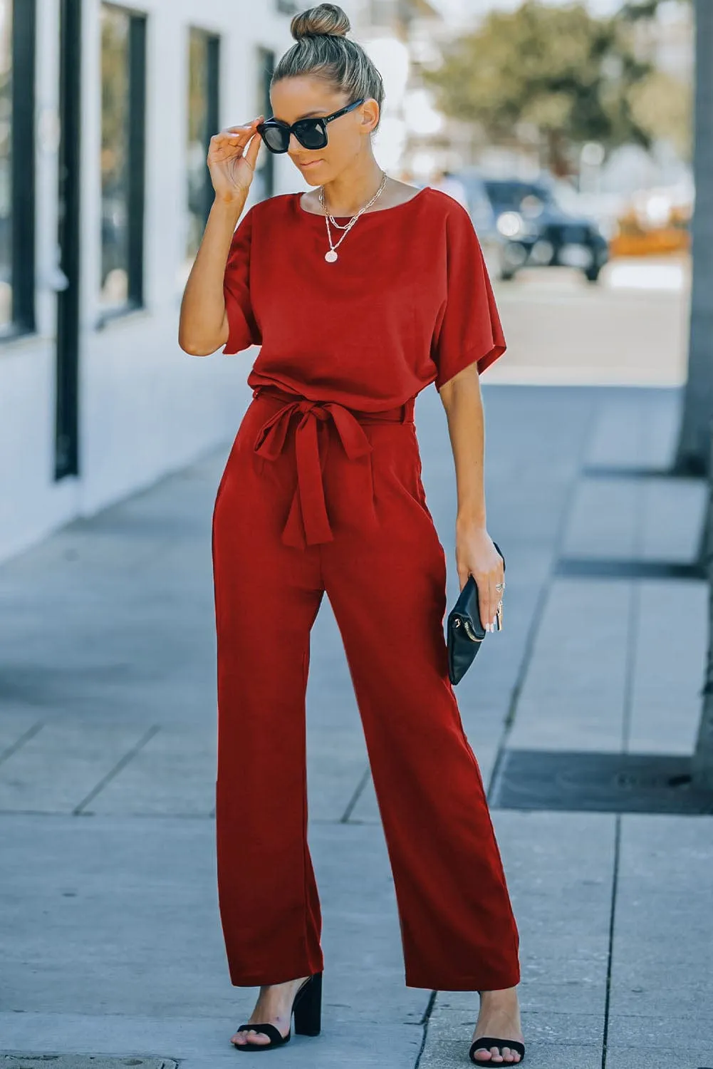 Elegant One Line Collar Chic Jumpsuit