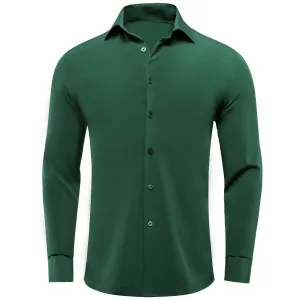 Emerald Green Solid Stretch Men's Long Sleeve Shirt