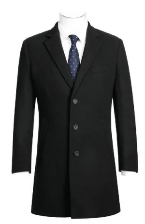 ENGLISH LAUNDRY Wool Blend Breasted Black Top Coat EL53-01-001