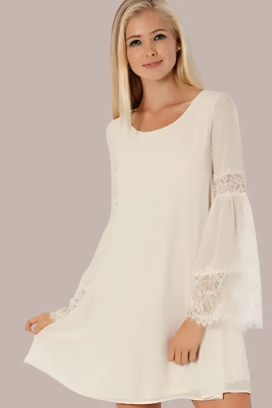 Entro Chiffon Shift Dress - Cream