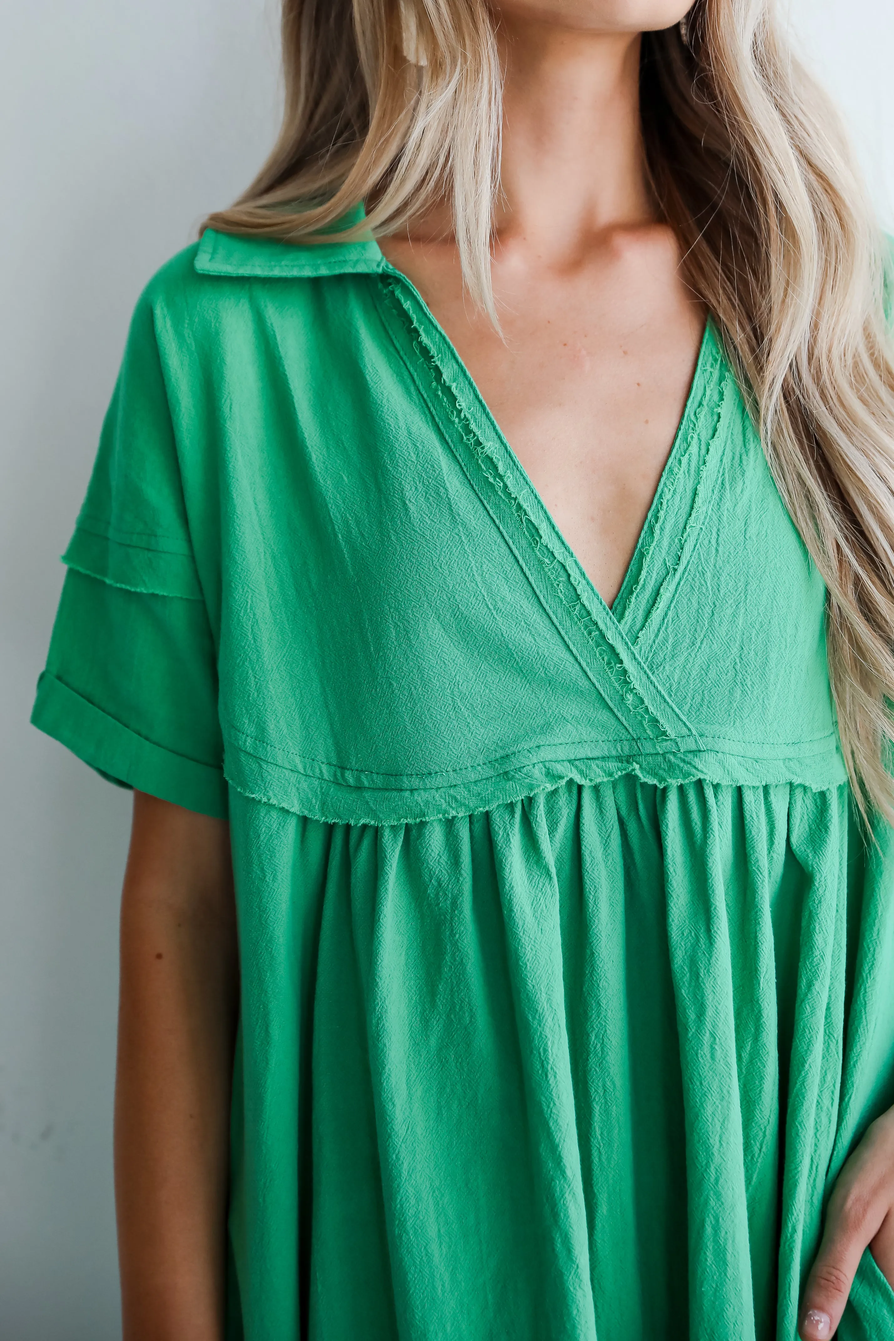 FINAL SALE - Bound To Charm Kelly Green Babydoll Mini Dress