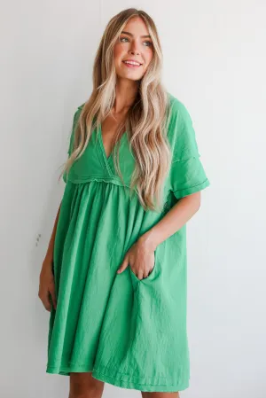 FINAL SALE - Bound To Charm Kelly Green Babydoll Mini Dress