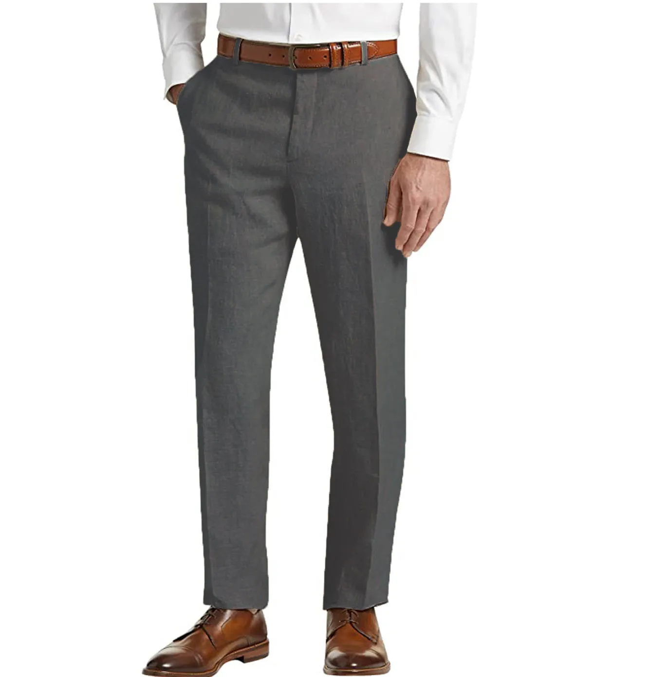 Formal Men's Suit Pants Cotton Linen Trousers For Wedding