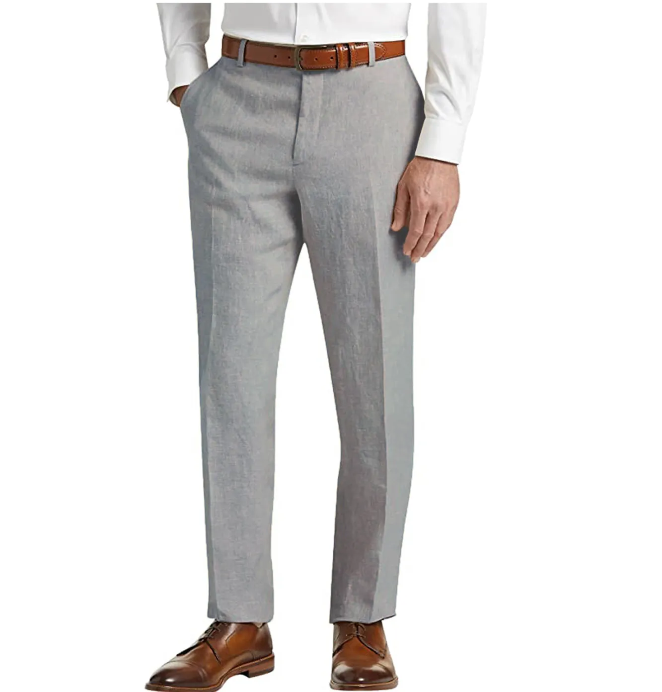 Formal Men's Suit Pants Cotton Linen Trousers For Wedding