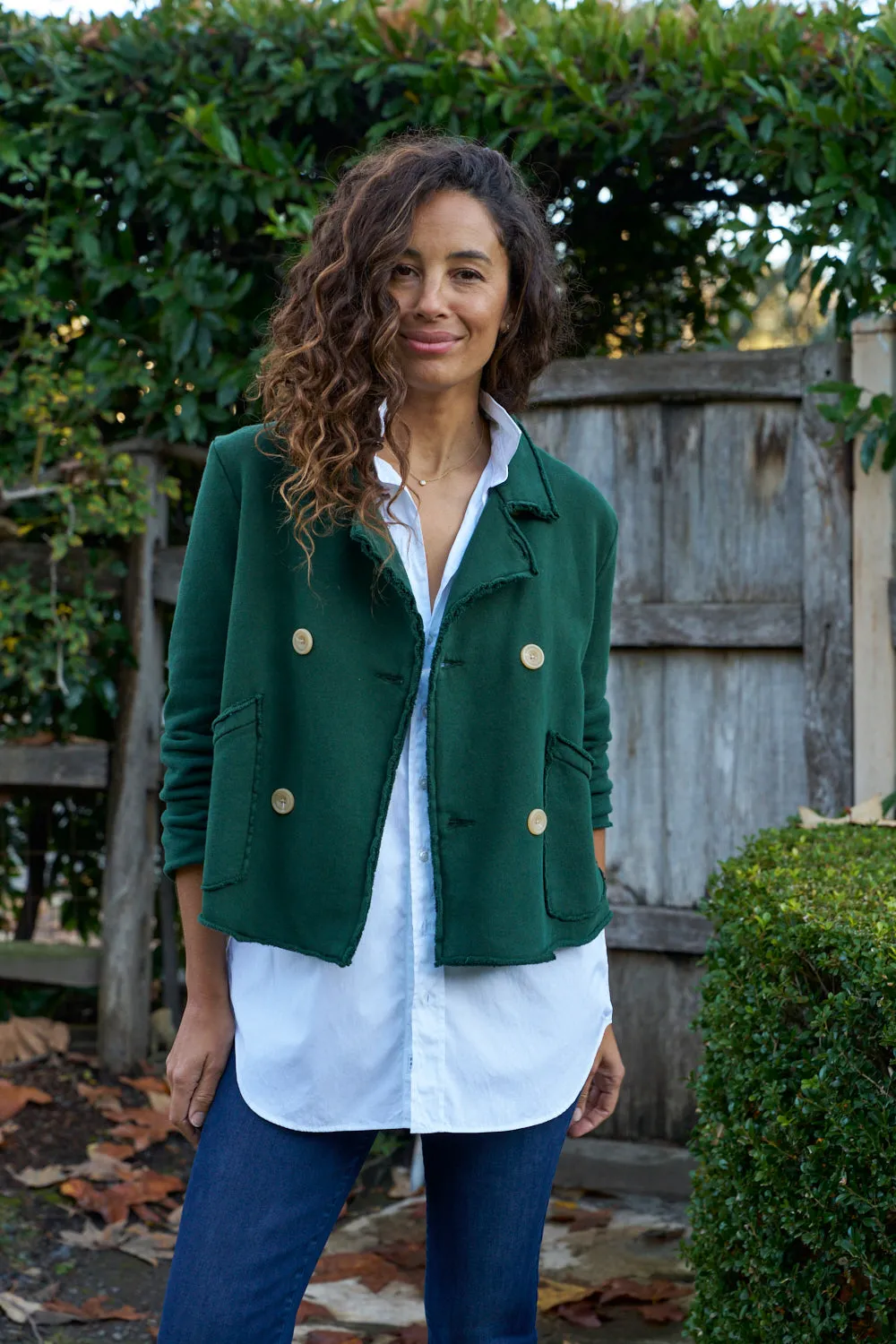 Frank & Eileen Mini Belfast Crop Peacoat in Evergreen