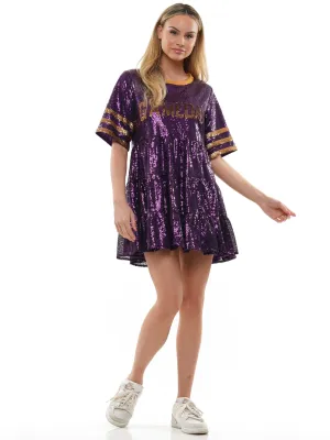 Gameday Jersey Stye Sequin BabyDoll Dress