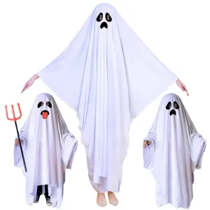 Ghost Poncho Halloween Scary Ghost Cape for Kids