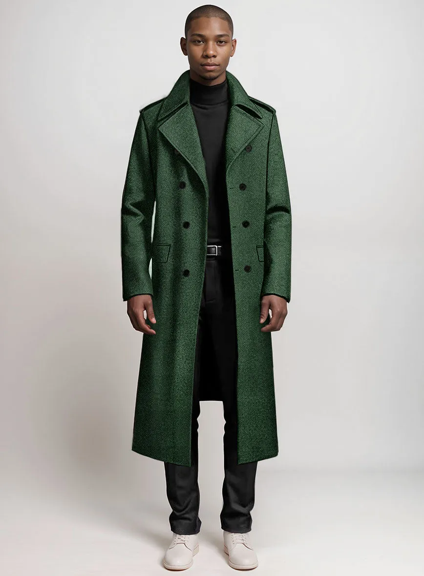 Highlander Heavy Green Herringbone Tweed GQ Overcoat