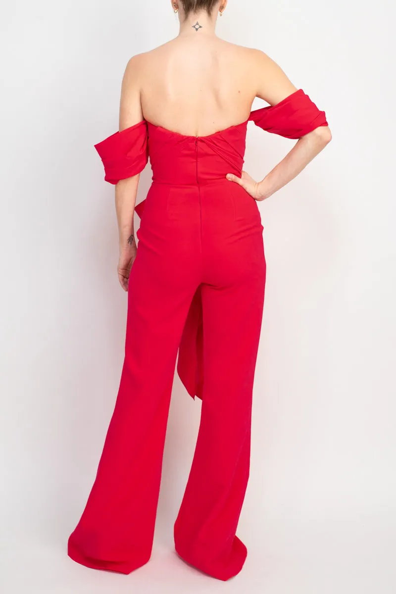 Jovani off the shoulder scuba crepe jumpsuit