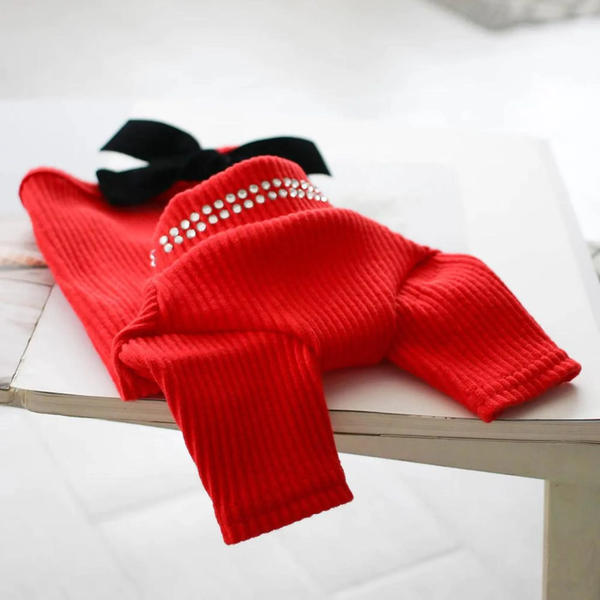 Korean Style Red Bling Bling Pet Dog Turtleneck by PopDog