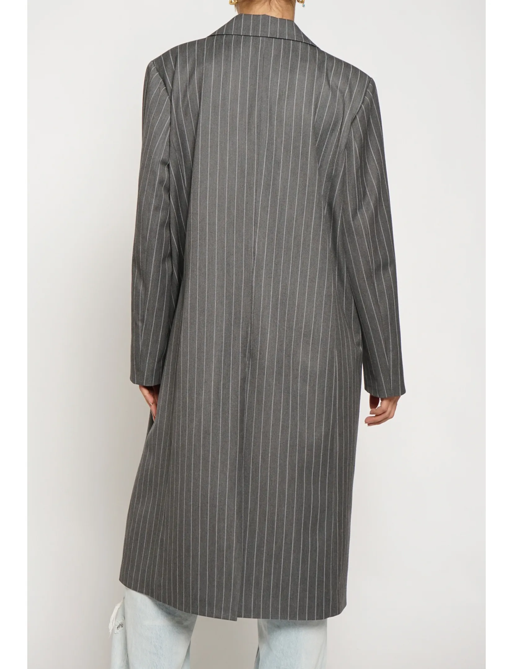 Laurel Pinstripe Coat, Charcoal