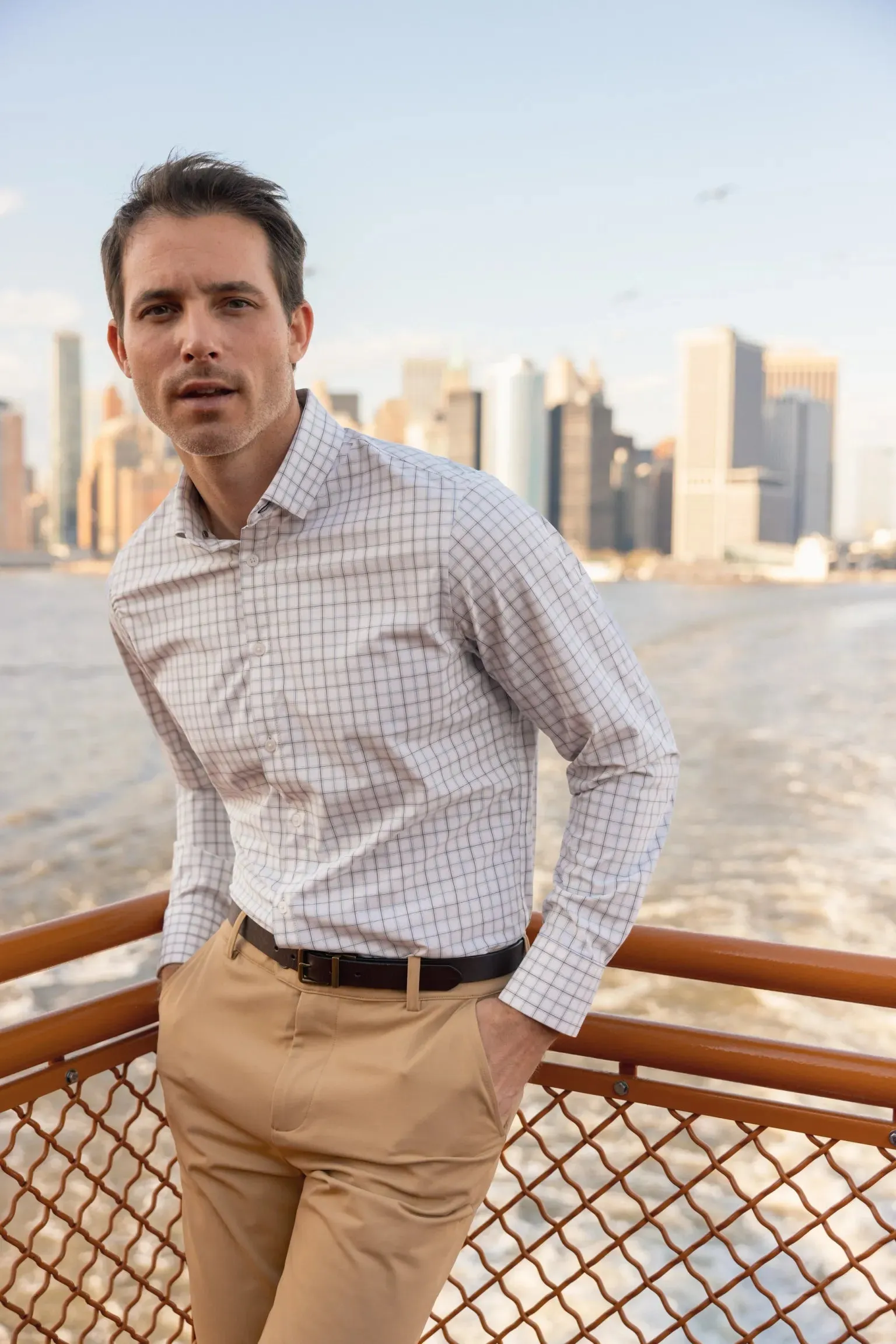 Leeward Dress Shirt in White Eric Plaid by Mizzen Main