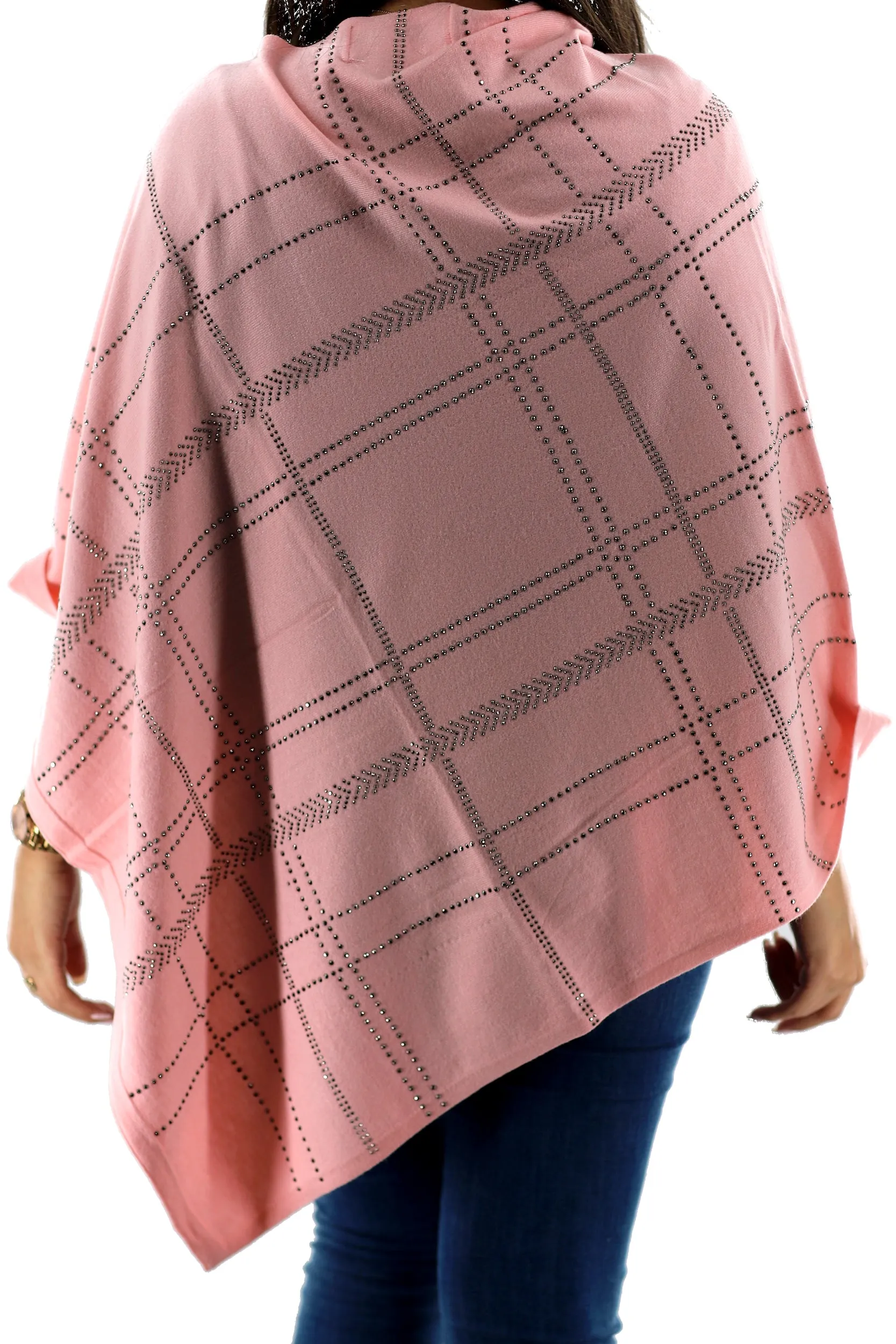 Lightweight Knitted Poncho with Embellishments