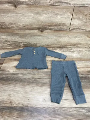 Little Planet 2pc Henley Thermal Shirt & Pants Green sz 9m