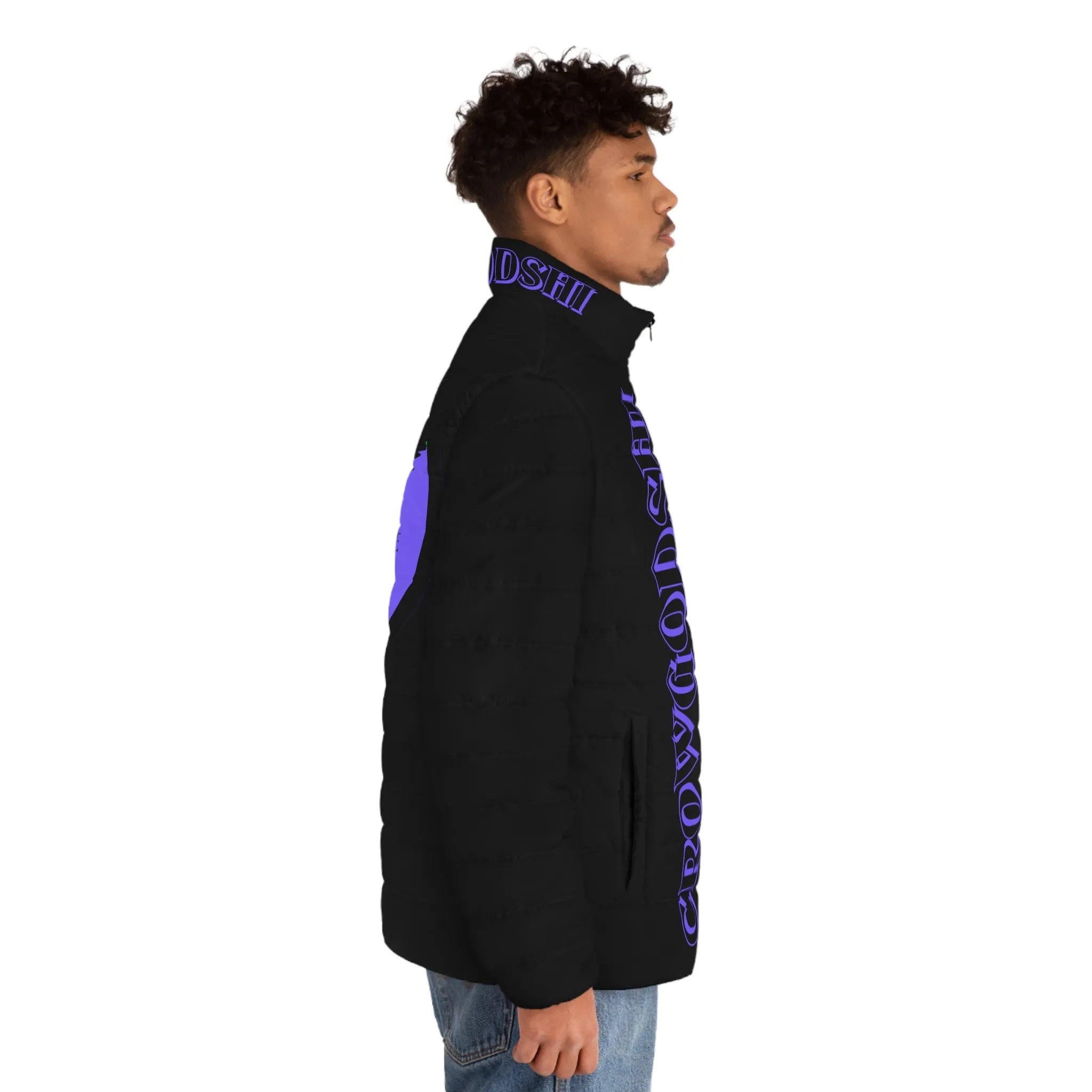 Men's 3rd GEN Puffer Jacket, BLACK W/ PURPLE LOGO