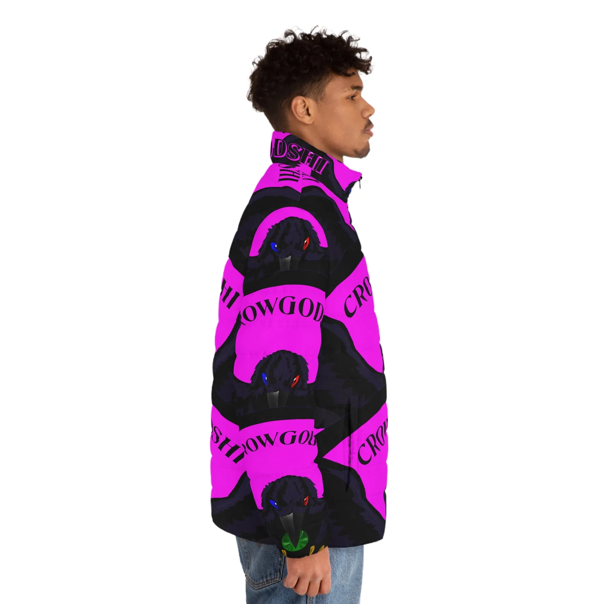 Men's Special Edition Crowgodshi Puffer Jacket, PINK LOGO