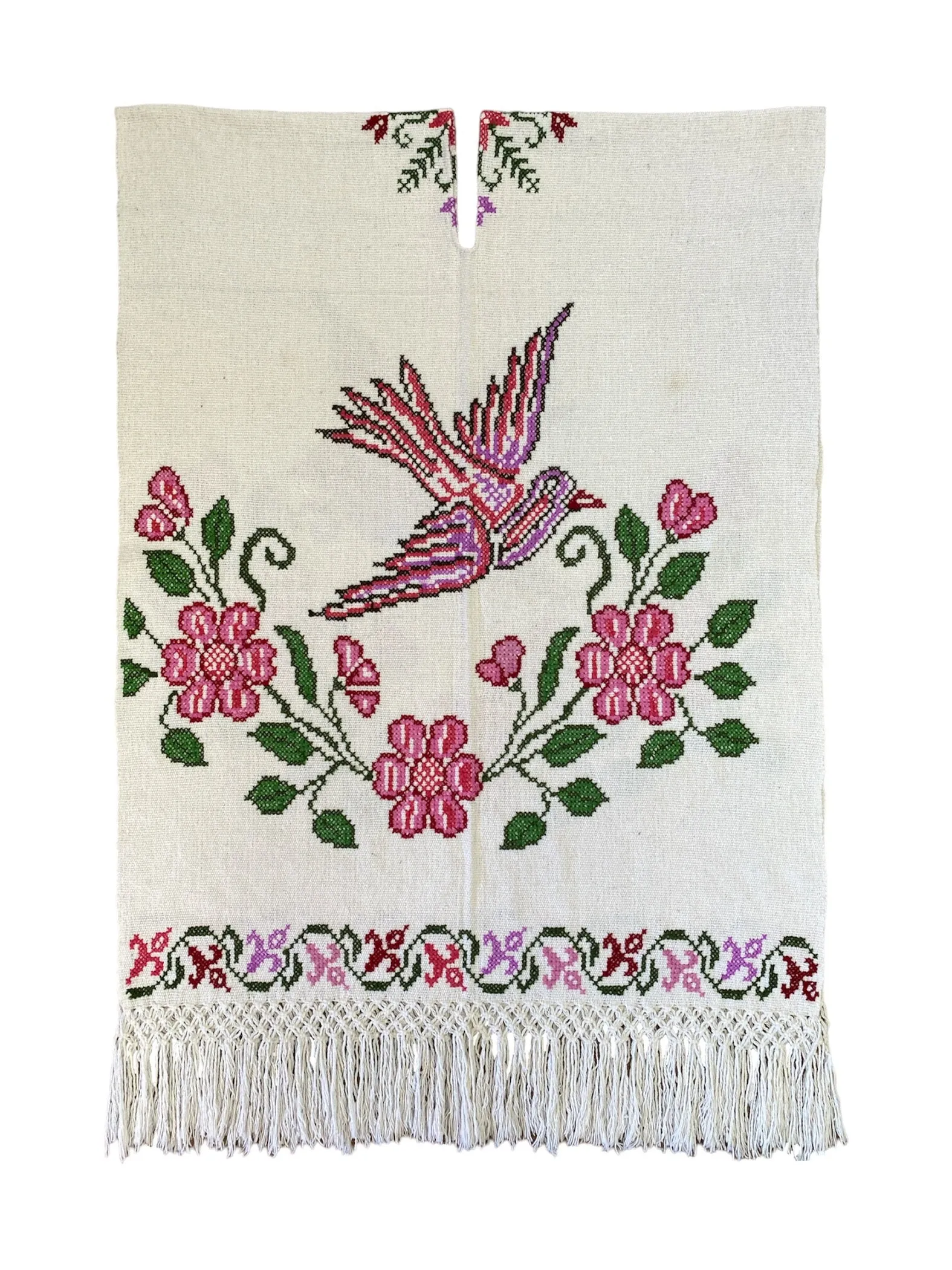 Mexican Bird Poncho White