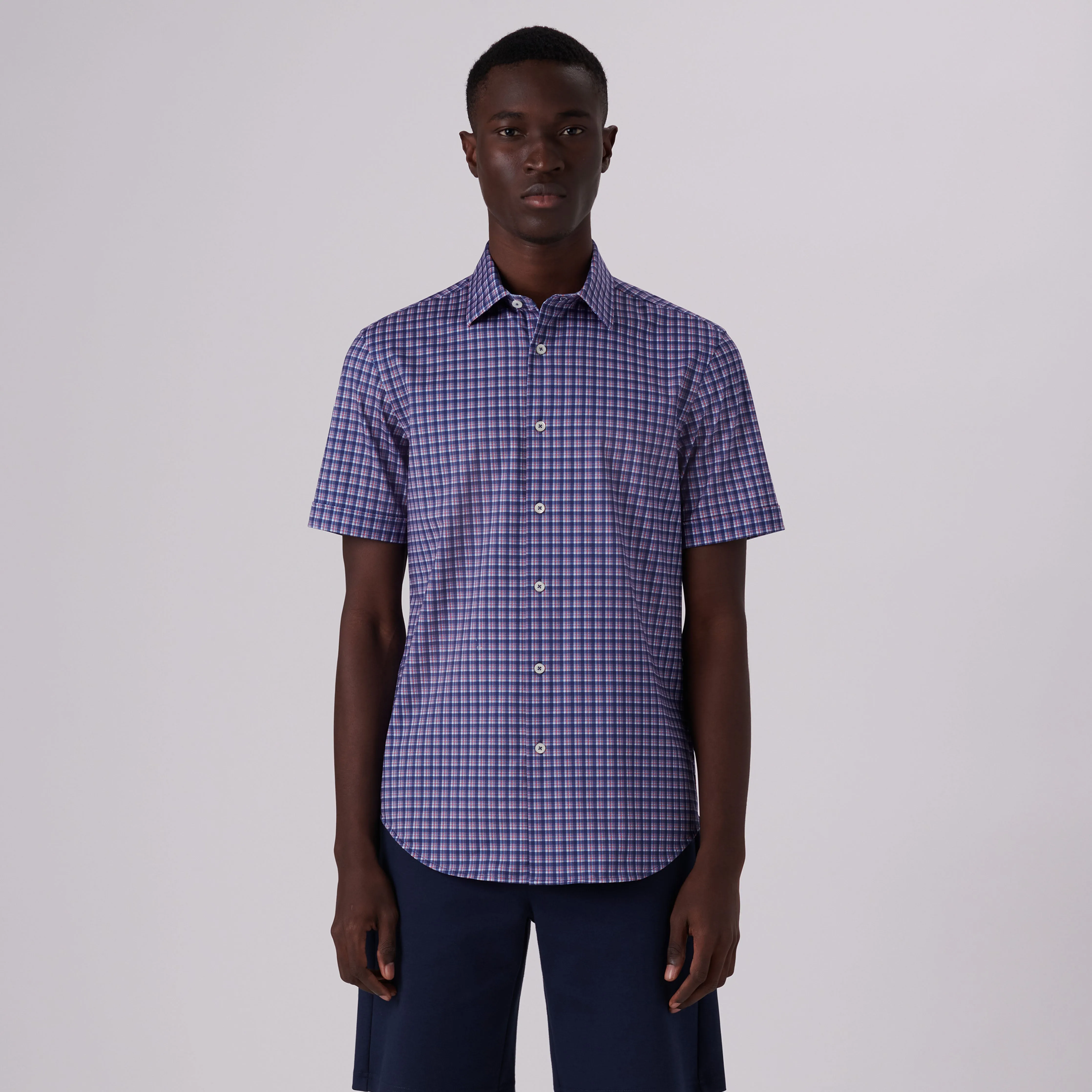 Miles Plaid Check Print OoohCotton Short Sleeve Shirt