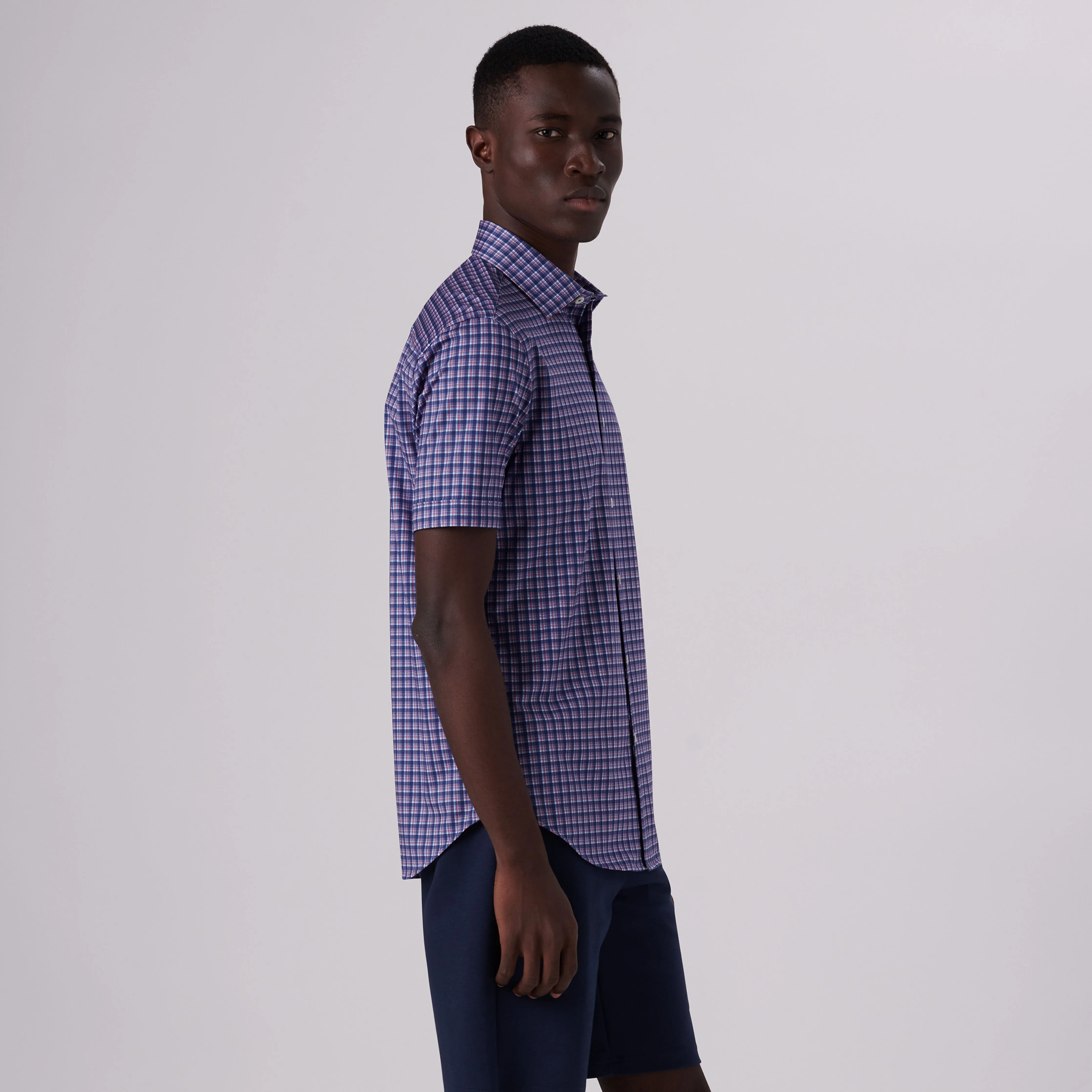 Miles Plaid Check Print OoohCotton Short Sleeve Shirt