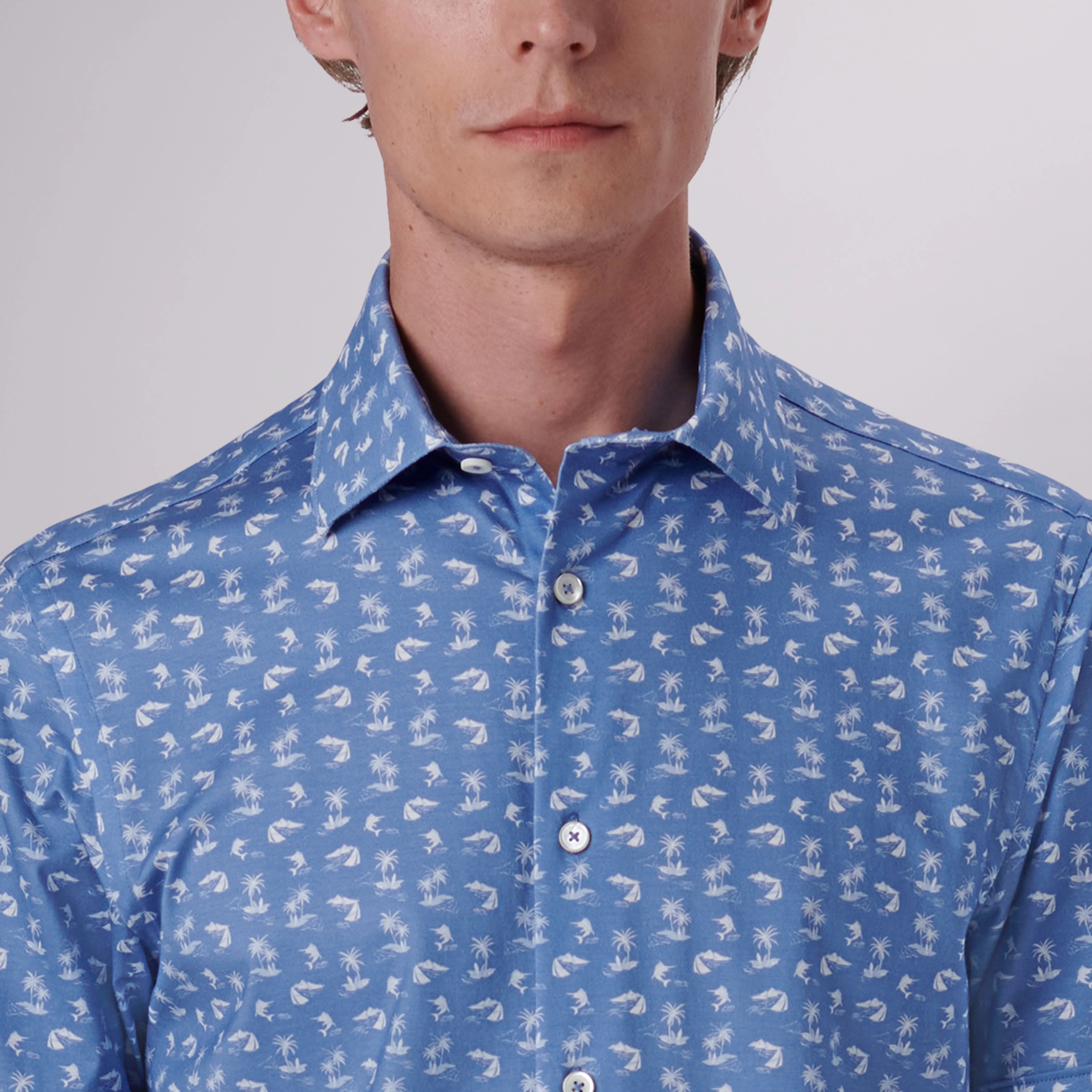 Miles Tropical Print OoohCotton Short Sleeve Shirt