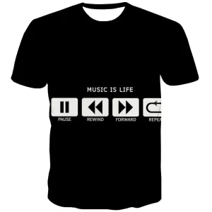 Music T shirts Men Instrument Tshirts Cool Retro T shirts Funny Electronic Tshirts Novelty