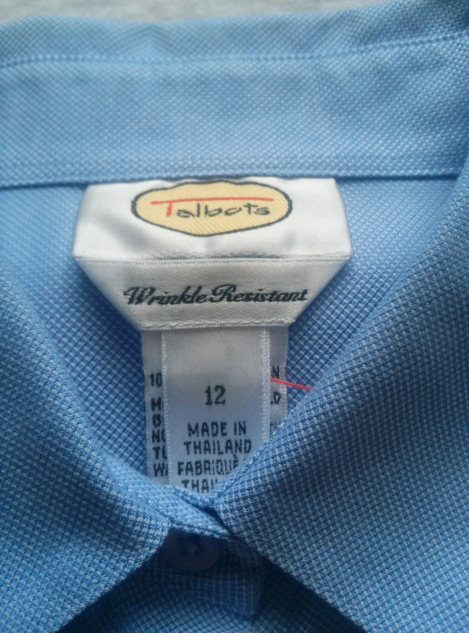 New- Women's Talbots Blue Cotton Pique Dress Blouse- size 12